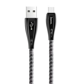  Кабель USB HOCO U56 Metal armor USB - MicroUSB, 2.4А, 1.2 м, серый металлик 