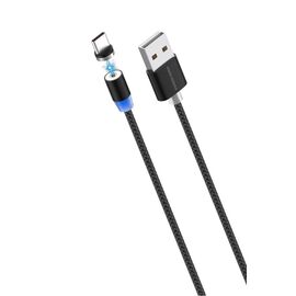  Дата-кабель Smart USB 3.0A для Type-C Magnetic More choice K61Sa нейлон 1м (Black) 