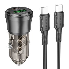  АЗУ 1USB+1Type-C 3.0A PD38W+QC3.0 быстрая зарядка для Type-C Type-C Borofone BZ25 (Transparent Black) 