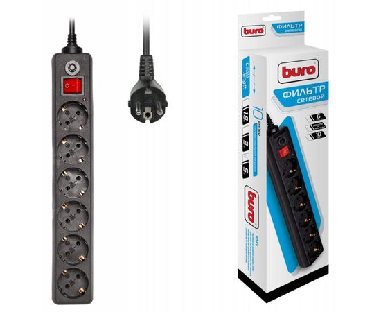  Сетевой фильтр Buro 600SH-5-B 5м (6 розеток) черный 