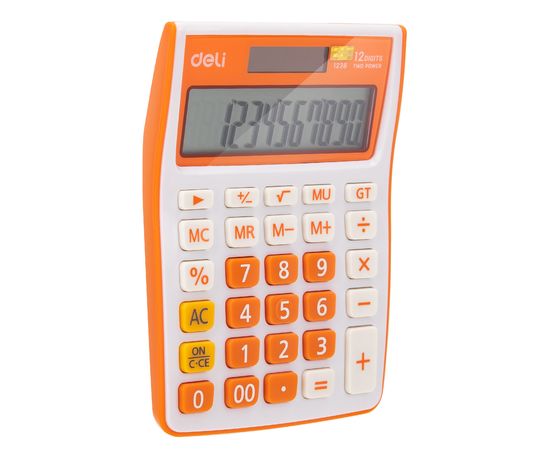  Калькулятор настольный Deli E1238/OR оранжевый 