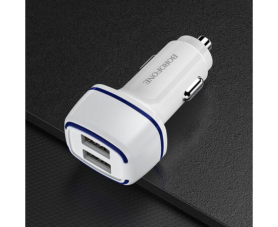  Адаптер Автомобильный Borofone BZ14 Max 2USB/5V/2.4A (white) 