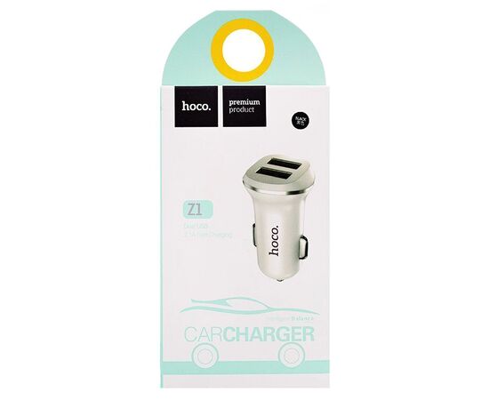  Адаптер Автомобильный Hoco Z1 2USB/5V/2.1A (black) 