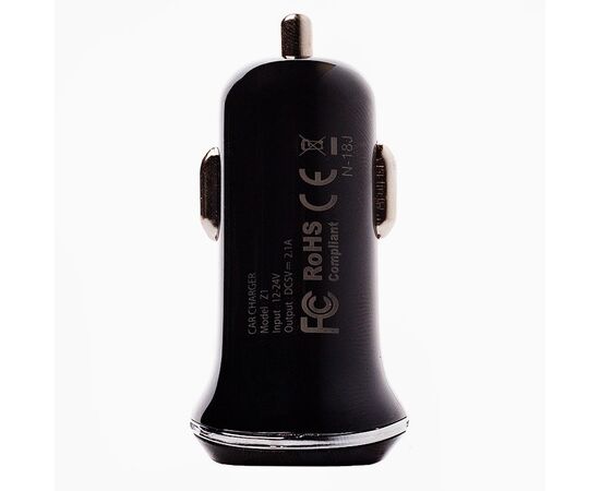  Адаптер Автомобильный Hoco Z1 2USB/5V/2.1A (black) 
