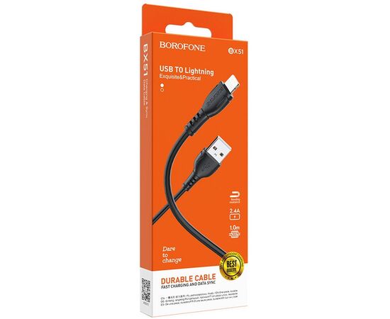  Кабель USB - Apple lightning Borofone BX51 Triumph, 100 см (black) 