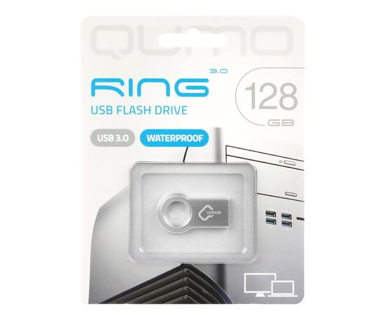  Флэш накопитель USB 128 Гб Qumo Ring 3.0 (metallic) 
