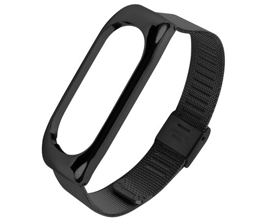  Ремешок металлический для фитнес-браслета Xiaomi Mi Band 5/ Mi Smart Band 6, черный 