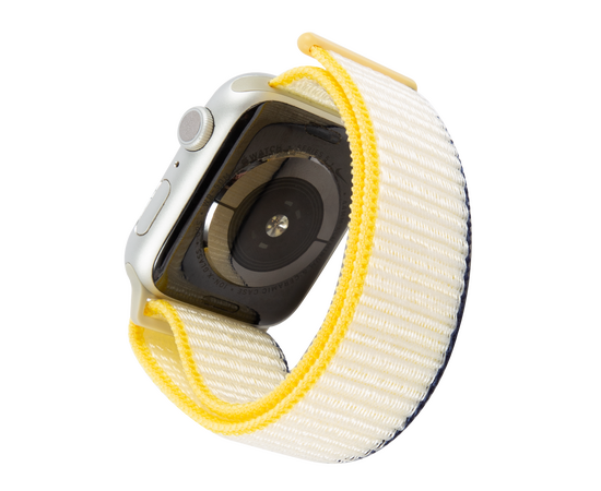  Ремешок нейлоновый MB для Apple watch - 38-40 mm (S3/S4/S5 SE/S6), морская соль с желто-синим краем 
