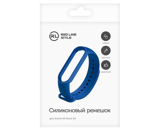  Ремешок силиконовый для Xiaomi Mi Band 5/6, синий, №08 