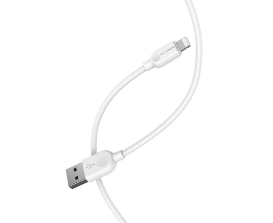  Кабель USB - 8 pin Borofone BX14 LinkJet, 1.0м, круглый, 2.4A, силикон, цвет: белый (1/360) 