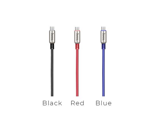  Кабель USB - 8 pin, микро USB HOCO U17 Capsule, 1.5м, круглый, 2.1A, ткань, боковой, цвет: красный 