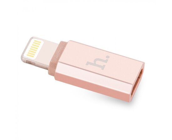  Переходник 8 pin - микро USB(f) HOCO, 0.05м, плоский, алюминий, цвет: розовое золото (1/200/1200) 