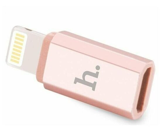  Переходник 8 pin - микро USB(f) HOCO, 0.05м, плоский, алюминий, цвет: розовое золото (1/200/1200) 
