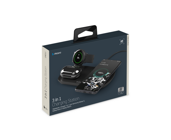  Зарядная станция 3 в 1: Qi, Galaxy Watch, Galaxy Buds, беспроводная, 17,5 Вт, черная, Deppa, 24011 
