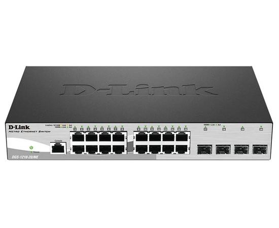  D-LINK DGS-1210-20 Настраиваемый коммутатор WebSmart с 16 портами 10/100/1000Base-T и 4 портами 1000Base-X SFP 