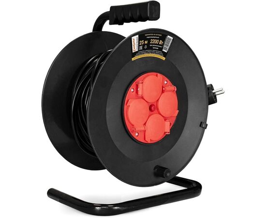  Удлинитель на катушке ExeGate industrial ECS-2-1R EX286338RUS 4 евророзетки с заземл. и с защитн. крышками, IP44, 25м, защита от детей, защита 