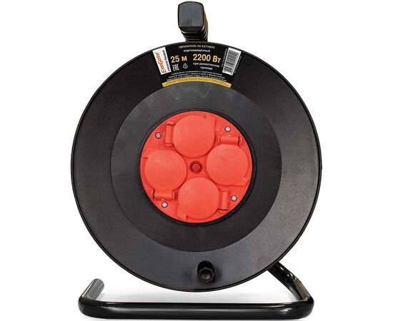  Удлинитель на катушке ExeGate industrial ECS-2-1R EX286338RUS 4 евророзетки с заземл. и с защитн. крышками, IP44, 25м, защита от детей, защита 