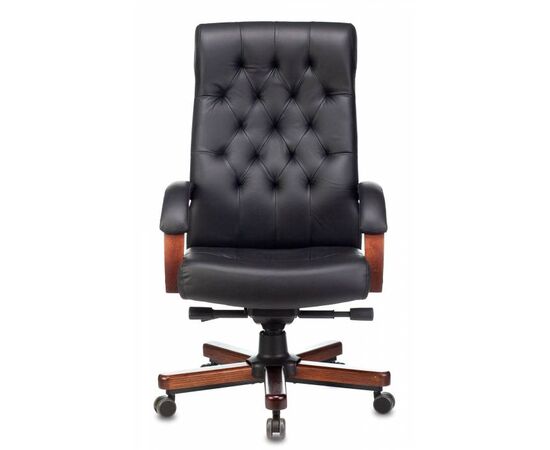  Кресло Бюрократ T-9928Walnut кожа черный 