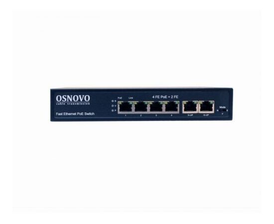  Коммутатор OSNOVO SW-20600(80W) PoE 6 портов, 4 порта 10/100 Base-T 