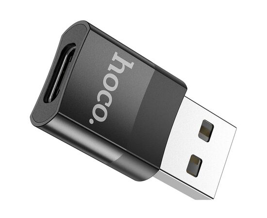  Переходник USB - Type-C(f) HOCO UA17, пластик, OTG, цвет: чёрный (1/32/320) 