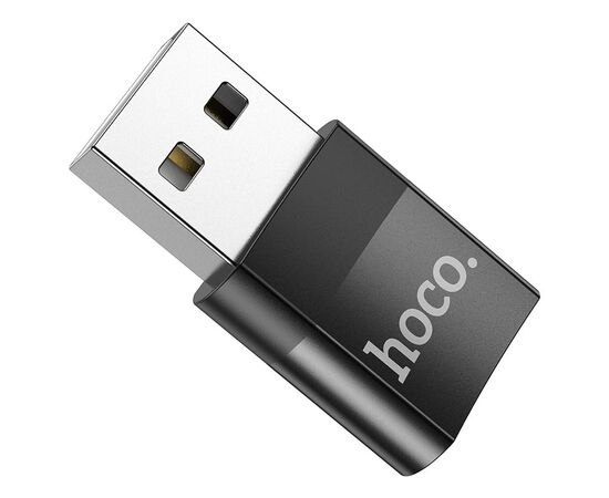  Переходник USB - Type-C(f) HOCO UA17, пластик, OTG, цвет: чёрный (1/32/320) 