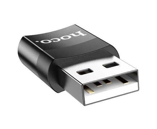  Переходник USB - Type-C(f) HOCO UA17, пластик, OTG, цвет: чёрный (1/32/320) 