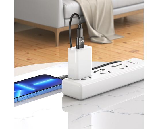 Переходник USB - Type-C(f) HOCO UA17, пластик, OTG, цвет: чёрный (1/32/320) 