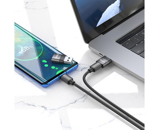  Переходник USB - Type-C(f) HOCO UA17, пластик, OTG, цвет: чёрный (1/32/320) 