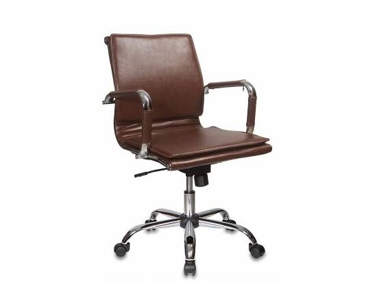  Кресло руководителя Бюрократ CH-993-LOW/BROWN низкая спинка коричневый искусственная кожа крестовина хром 