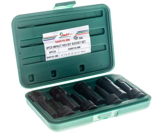 Комплект ударных шестигранников Hans 846016-8M 1/2" 