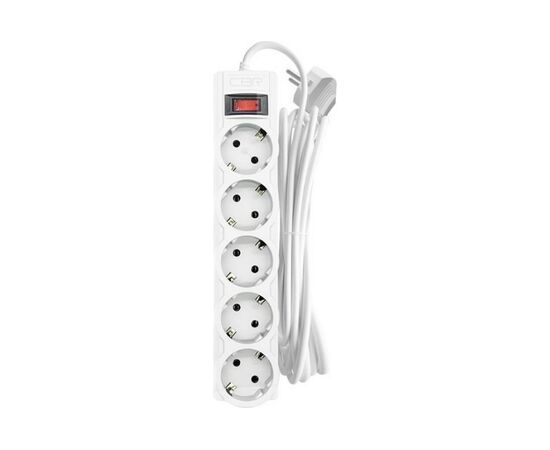  Сетевой фильтр CBR CSF 2505-3.0 White PC, 5 евророзеток, длина 3 м, белый 