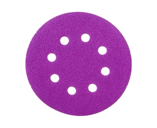  Круг шлифовальный Hanko Purple PP627 ( PP627.125.8.0080) 125 мм, 8 отв., Р80, 100 шт. 