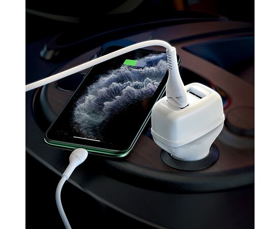  Адаптер Автомобильный Hoco Z36 Leader 2USB/5V/2.4A (white) (202563) 