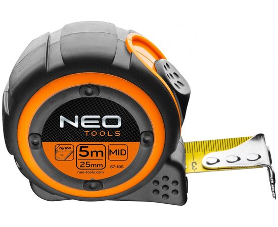  Рулетка NEO Tools 67-185 стальная лента 5м x 25мм магнит 