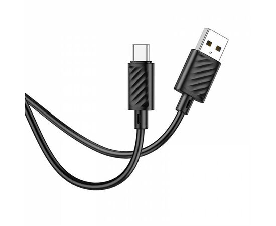 Кабель USB - Type-C HOCO X88 Gratified, 1.0м, круглый, 2.4A, силикон, цвет: чёрный (1/33/330) 