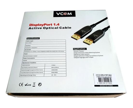  Кабель активный оптический Vcom D3751-20M DP1.4 32GBs/8K 60Hz 20м 
