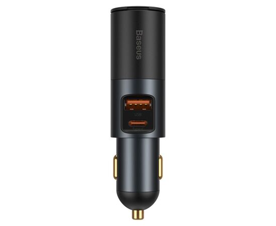  Автомобильное зарядное устройство BASEUS Share Together Port, 1xUSB + 1xUSB-C + 1 прикуриватель, 3A, 120W, черный 