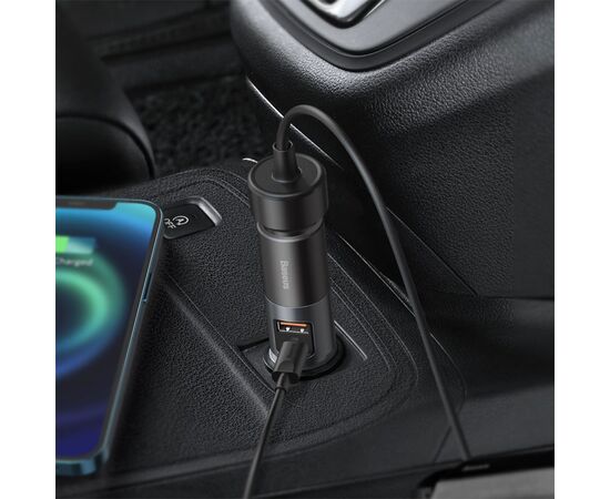  Автомобильное зарядное устройство BASEUS Share Together Port, 1xUSB + 1xUSB-C + 1 прикуриватель, 3A, 120W, черный 
