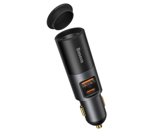  Автомобильное зарядное устройство BASEUS Share Together Port, 1xUSB + 1xUSB-C + 1 прикуриватель, 3A, 120W, черный 