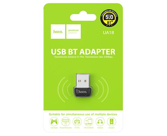  Переходник HOCO UA18, USB-BT, черный 