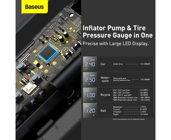  Автомобильный компрессор BASEUS Super Mini Inflator Pump, черный 