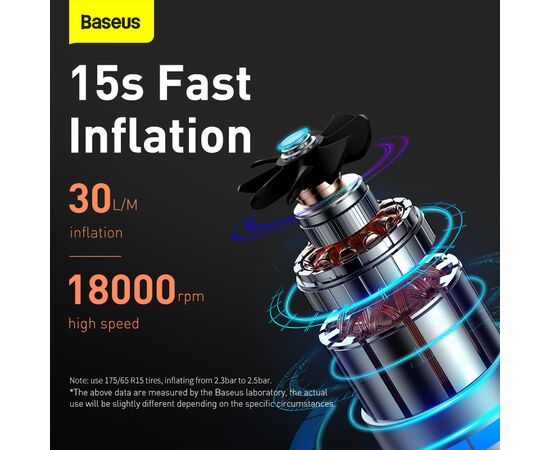 Автомобильный компрессор BASEUS Super Mini Inflator Pump, черный 