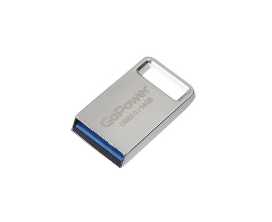  Флеш-накопитель GoPower MINI 64GB USB3.0 металл серебряный (1/50/1000) 