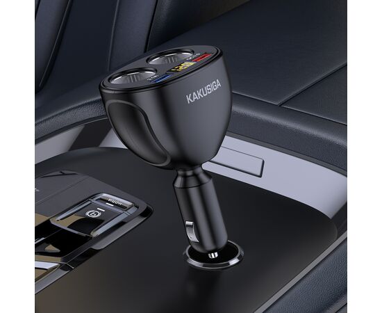  Разветвитель гнезда прикуривателя (2 гнезда + 2 USB) KAKUSIGA KSC-852 black 