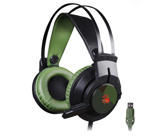  Наушники игровые с микрофоном A4TECH Bloody J450, 1.8м мониторы (черно-зеленый) 