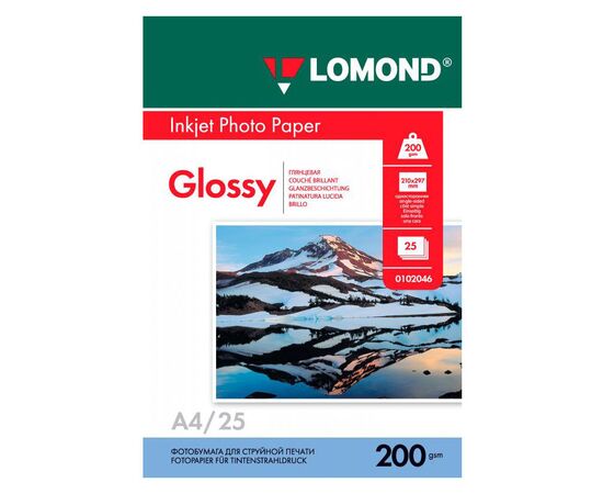  Фотобумага Lomond 0102046 A4/200г/м2/25л./белый глянцевое для струйной печати 