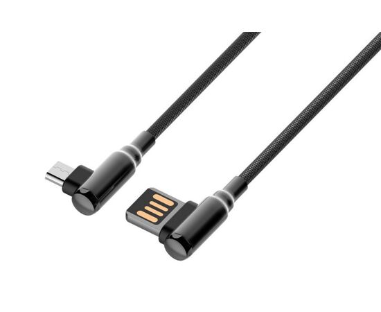  LDNIO LS421/ USB кабель Micro/ 1m/ 2.4A/ медь: 86 жил/ Угловой коннектор/ Нейлоновая оплетка/ Gray 