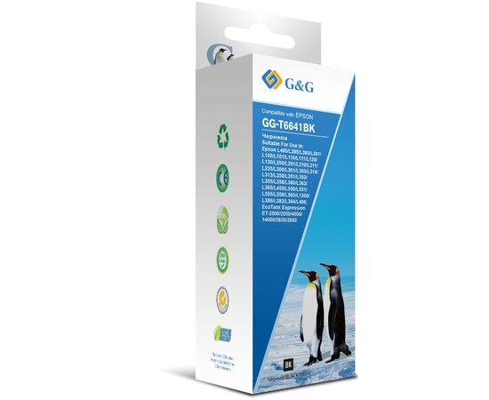  Чернила G&G GG-T6641BK черный100мл для Epson L100, L110, L120, L130, L132, L210, L222 