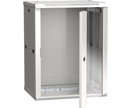  Шкаф коммутационный ITK Linea W (LWR3-15U64-GF) настенный 15U 600x450мм пер.дв.стекл серый сталь 