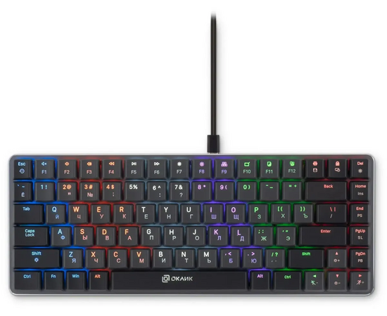  Клавиатура OKLICK K615X (1934413) механическая черный/серебристый USB Multimedia for gamer LED 